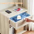 thumbnail image 6 of LELELINKY Rattan Nightstand with Charging Station, 23" Wide Boho Bedside Table with Drawer and Shelf for Bedroom, Living Room, Grey, 6 of 8