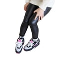 thumbnail image 2 of Generic Children Trousers Leggings Kids Classic Baby Girls PU Leather Pencil Pants（130 Black）, 2 of 8