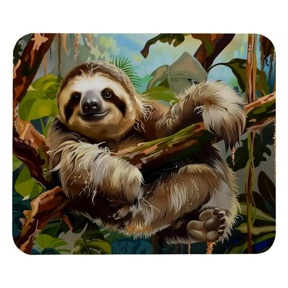 PhooArto Comfortable Mouse Pad Cute Animal Sloth Forest Desktop Mousepad , 21 x 25 cm Mouse Mat, Non-Slip Rubber Base, Improves Speed and Precision
