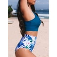 thumbnail image 5 of SHEWIN Women Bikini Sets Two Piece Swimsuits Floral Print Bathing Suits High Waisted Bikini Swimwear Racerback Tops with Bottom Blue US 2-4, 5 of 11