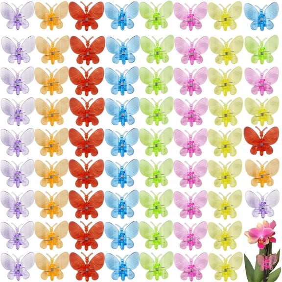 Triani 70Pcs Butterfly Plant Clips for Climbing Plants Multi-color Garden Plant Vine Flower Clips for Support Flower Orchid Vine