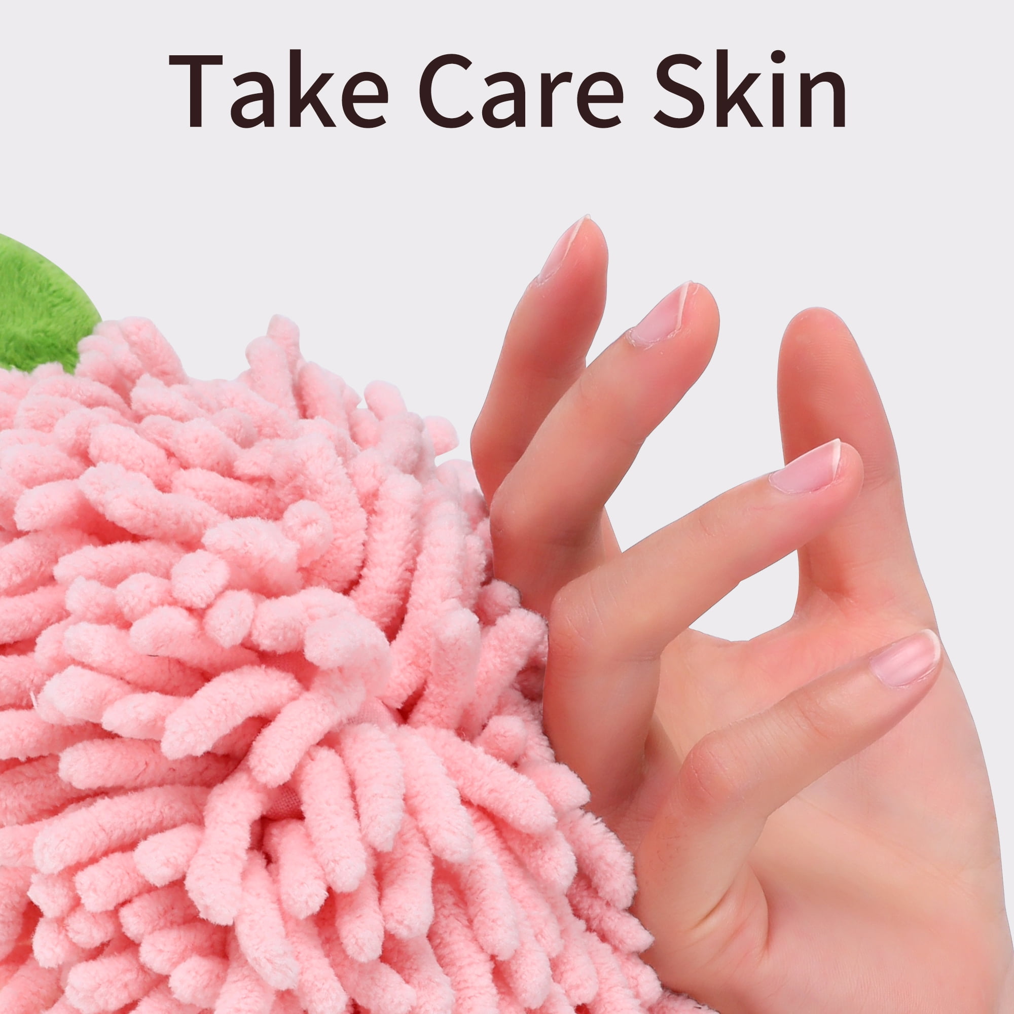 Unique Bargains 4 Pcs Soft Chenille Ball Hand Towels Pink/Yellow 6" x 6"