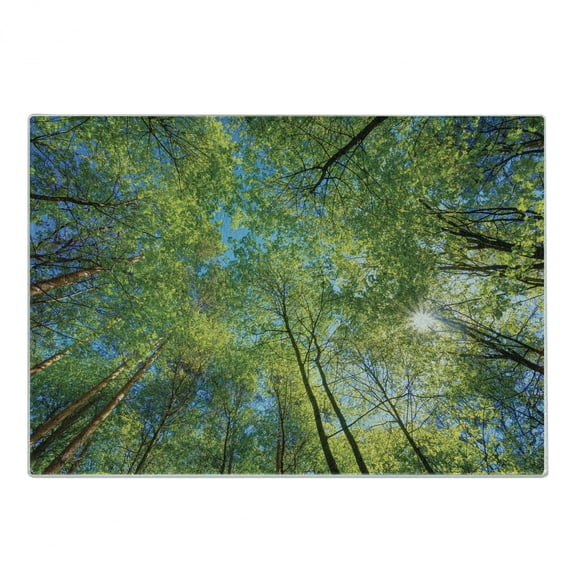 Forest Cutting Board, Evergreen Back Nature Area Mother Earth Lime Trunk Mangrove Flora Willow Photography, Decorative Tempered Glass Cutting and Serving Board, Small Size, Green, by Ambesonne