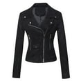 thumbnail image 1 of LOVZFMLL Vestes pour Femmes en Cuir à Manches Longues avec Boutons, 1 of 3
