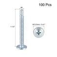 thumbnail image 2 of Uxcell #8 x 1-1/2" Carbon Steel Phillips Head Self Tapping Screws Silver Tone 100 Pack, 2 of 4
