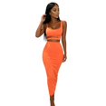thumbnail image 4 of Women's Solid Sexy Spaghetti Strap 2‑Piece Dress Set Hollow‑Out Waist Ruched Bodycon Pencil Long Skirt Outfit for Party Gathering, 4 of 7