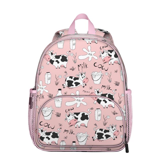 Highland Cow Student Backpack – Cute Farmhouse Pattern With Bull Buffalo Cartoon Print And Cow Lovers Rustic Design