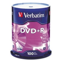 Verbatim 95098 120 Min 4.7 GB 16X DVD-R Recordable Disks Spindle, 100 Pack