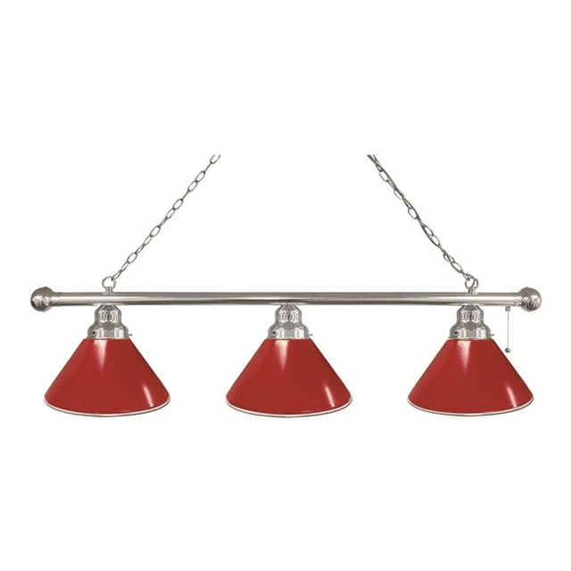 Holland Bar Stool BL3CHRed Red 3 Shade Pool Billiard Light, Chrome