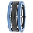 thumbnail image 2 of Men’s Stainless Steel Black & Blue IP Hammered Finish Band – Mens Ring, 2 of 5