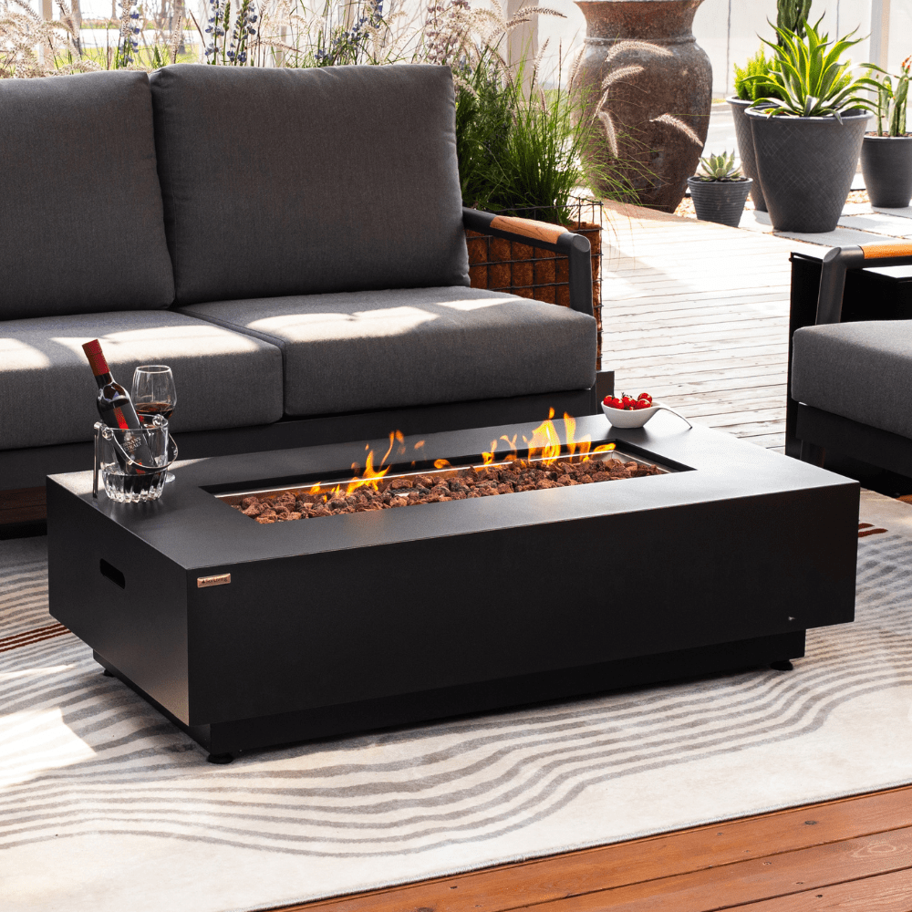 Westwood Propane Fire Pit Table 50” Outdoor Firepit 50,000 BTU Firepits for Outside with Lava Rocks and Removable Lid Metal Fire Pit Outdoor Fireplace Propane Fire Pits for Outside CSA Certified