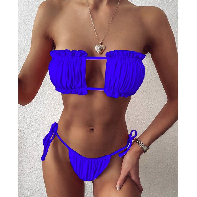 Sexy Bikini 2023 plisado Bandeau traje de baño femenino traje de baño mujeres Mini Tanga Bikini conjunto bañista natación ropa de playa para traje de baño Tan Jianjun unisex