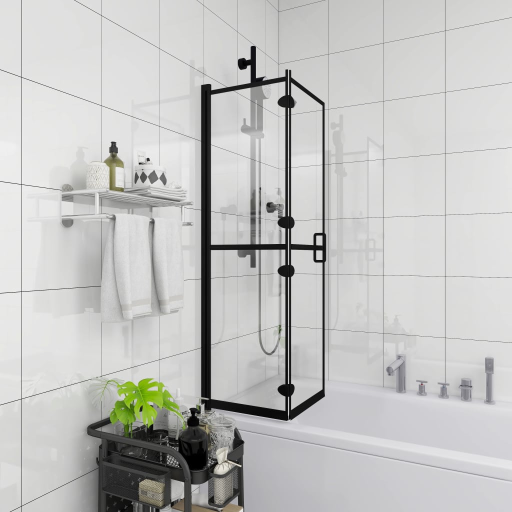 vidaXL Folding Shower Enclosure ESG 31.5"x55.1" Black