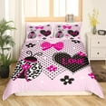 thumbnail image 3 of Yibo Valentines Day Red Black Grid Red Love Duvet Cover - Premium Polyester Duvet Cover with Zipper Closure, 3 Piece Set, Includes 1 Duvet Cover and 2 Pillow Cases, No Comforter, 3 of 6