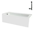 thumbnail image 4 of Streamline NAL-5480-BL 60 in. x 30 in. Acrylic Left-Hand Drain Alcove Bathtub in Glossy White With External Drain in Matte Black, 4 of 10