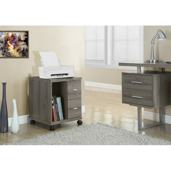 Monarch Office Cabinet Dark Taupe With 2 Drawers On Castors