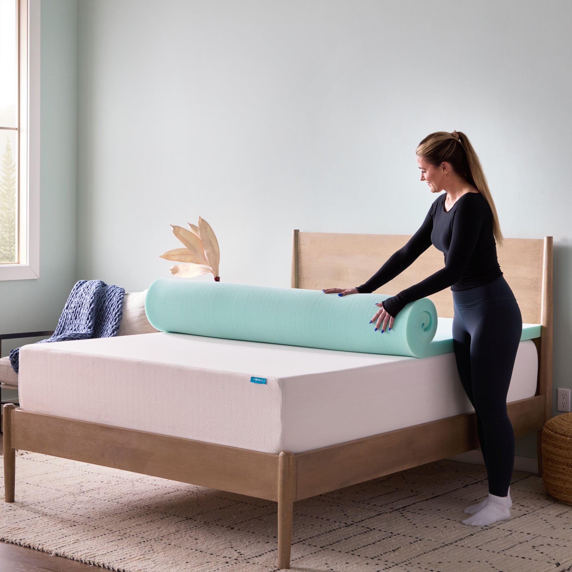 Linenspa 2" Cooling Gel and Green Tea Infused Memory Foam Mattress Topper, Full