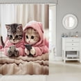 thumbnail image 2 of Manfei Funny Pet Shower Curtain 72Wx78L, Kawaii Cat Animals Bath Curtain, Pink Gray, 2 of 5