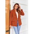 thumbnail image 3 of ORUYROP Women's Solid Color Casual Long Sleeve Lapel Button Blazer Jacket, 3 of 6