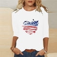 thumbnail image 6 of Dazajoo 4th of July Tunic Tops for Women Summer 3/4 Sleeve Casual American Flag Patriotic Graphic Vintage Tee Shirts 2024 Womens Independence Day Round Neck Blouses Flash Deals Today,White,XL, 6 of 6