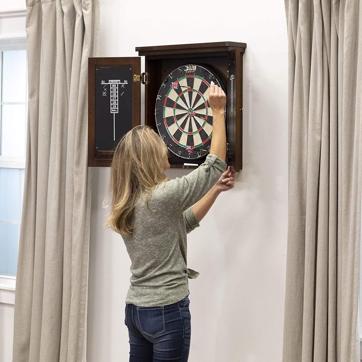 American Legend Chelsea Dartboard Cabinet with Espresso Finish - Dartboard Not Included