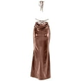 thumbnail image 4 of Sleeveless Backless Maxi Dress Women's Shiny Spaghetti Strap Bodycon Maxi Dresses (Rose Gold S), 4 of 5