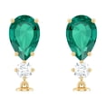 thumbnail image 2 of Rosec Jewels Freshwater Pearl Drop Earrings with Lab Grown Emerald and Diamond - AAA Grade, 18K Yellow Gold, 2 of 6