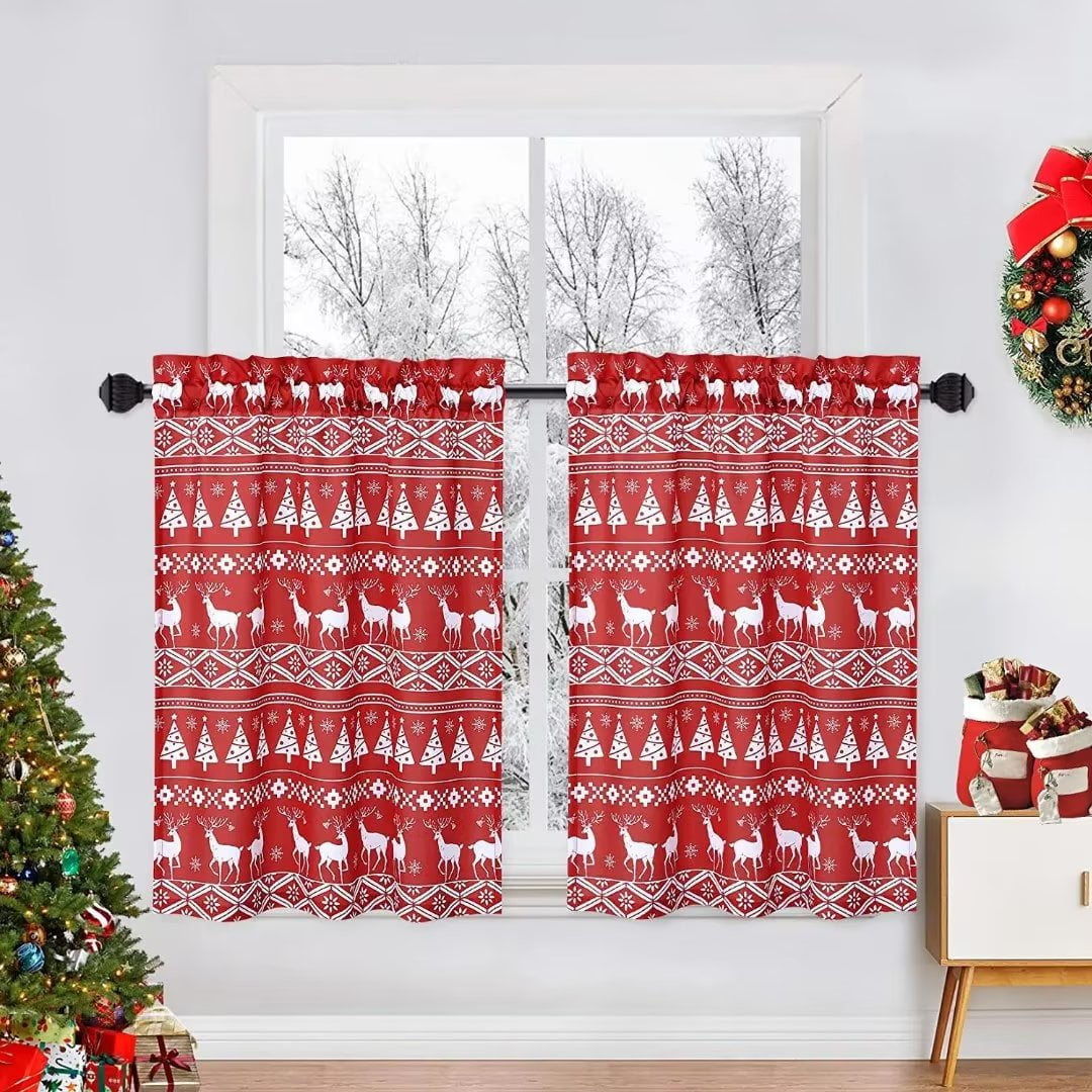 HOMERRY Boho Christmas Kitchen Curtain 26