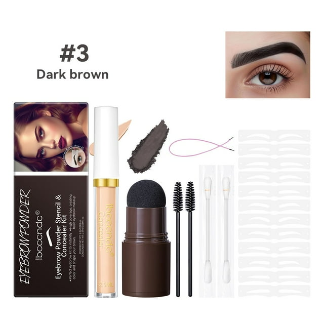 Fiudx Set Up para Cejas, Corrector de Fórmula Suave, Brocha para Polvos de Larga Duración, Diseño de Plantilla Versátil, para Ocasiones Especiales, para Usar En Casa o de Viaje, Artículos Esenciales