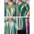 thumbnail image 6 of Lars Amadeus Men's Metallic Shiny Nightclub Short Sleeve Party Disco T-Shirt, 6 of 6