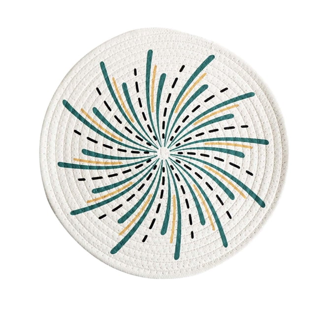 Mantel Individual tejido redondo, Mantel Individual de cuerda de algodón, Mantel Individual trenzado antideslizante circular, Mantel Individual tejido Estilo D