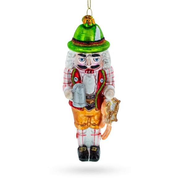 Bavarian Nutcracker with Beer Stein Glass Christmas Ornament