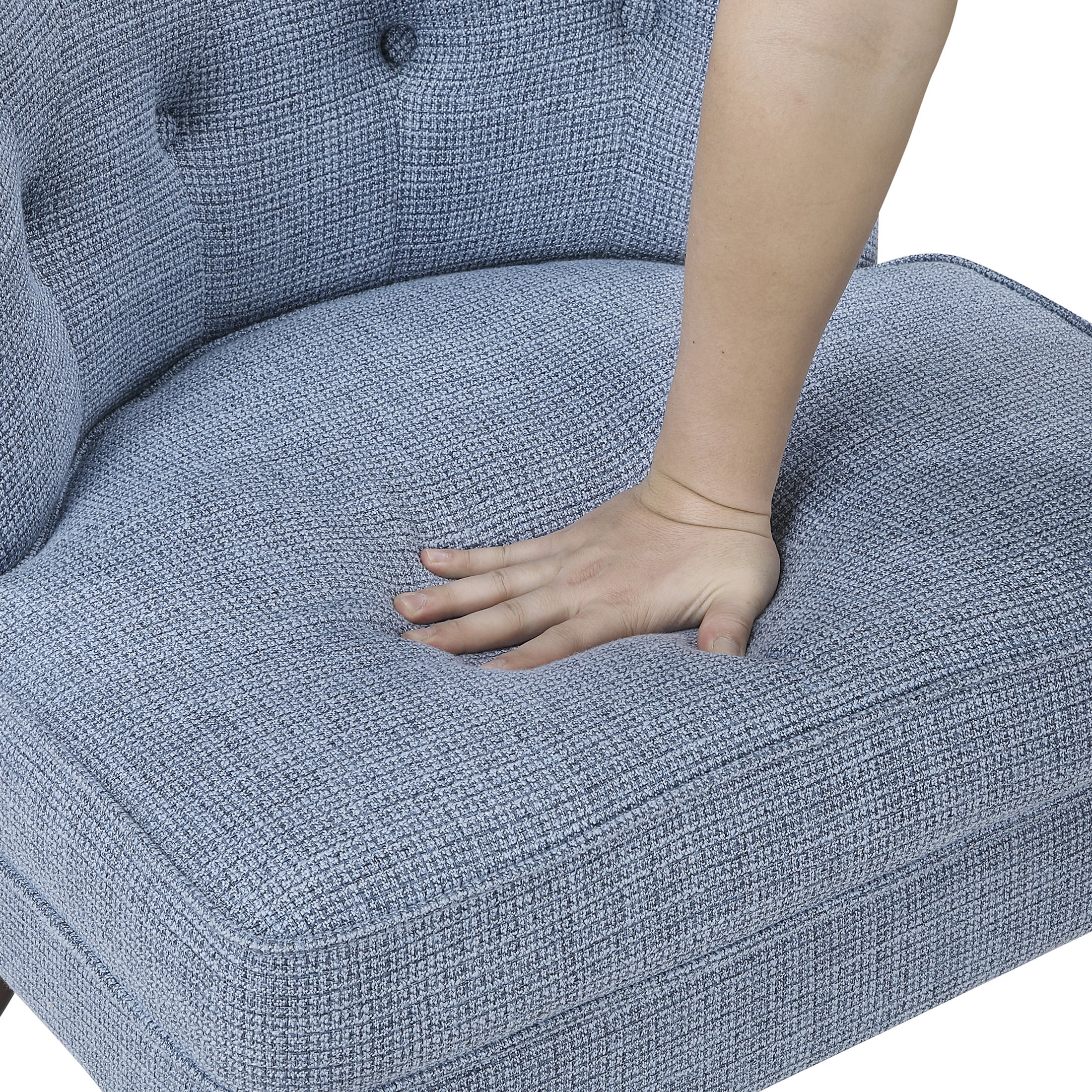 OakvillePark Crestbourne Textured Fabric Button Tufted Back Accent Chair, Blue