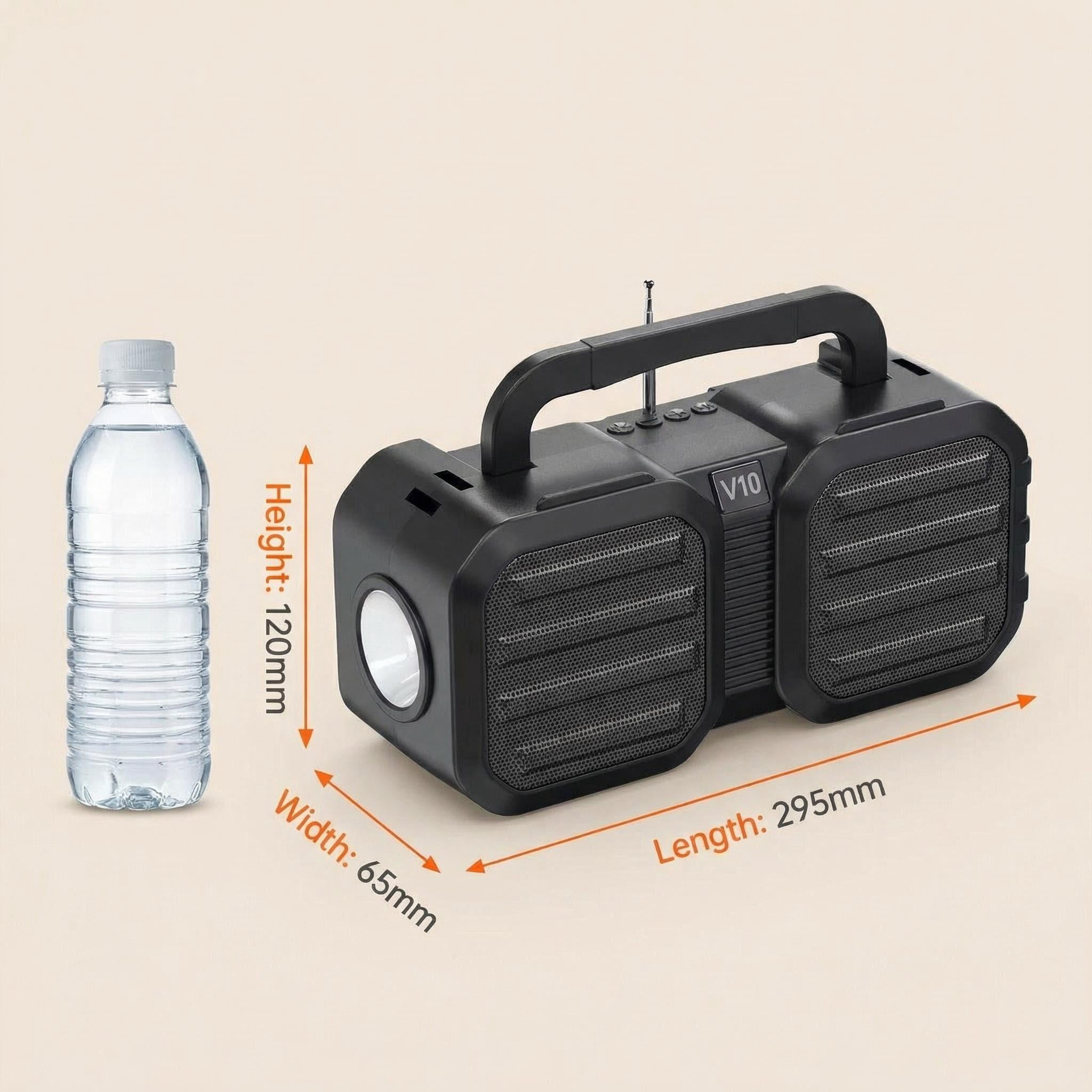 MiracDan Outdoor Speaker 80W Subwoofer Solar Charging With flashlight 24H Playtime IPX7 Waterproof Bluetooth 5.3 Portable for Camping Beach Black