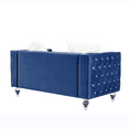 thumbnail image 2 of 2 Seater Velvet Crystal Buckle Uphostered Sofa with 2 Plush Pillows, Modern Living Room Couch with Removable Cushion and Crystal Feet, Navy Blue, 2 of 7