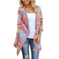 thumbnail image 4 of Baberdicy Cardigan Sweater Women's Casual Striped Stitching Seven Part Sleeve Cardigan Jacket Top Women's Cardigans Red, 4 of 6
