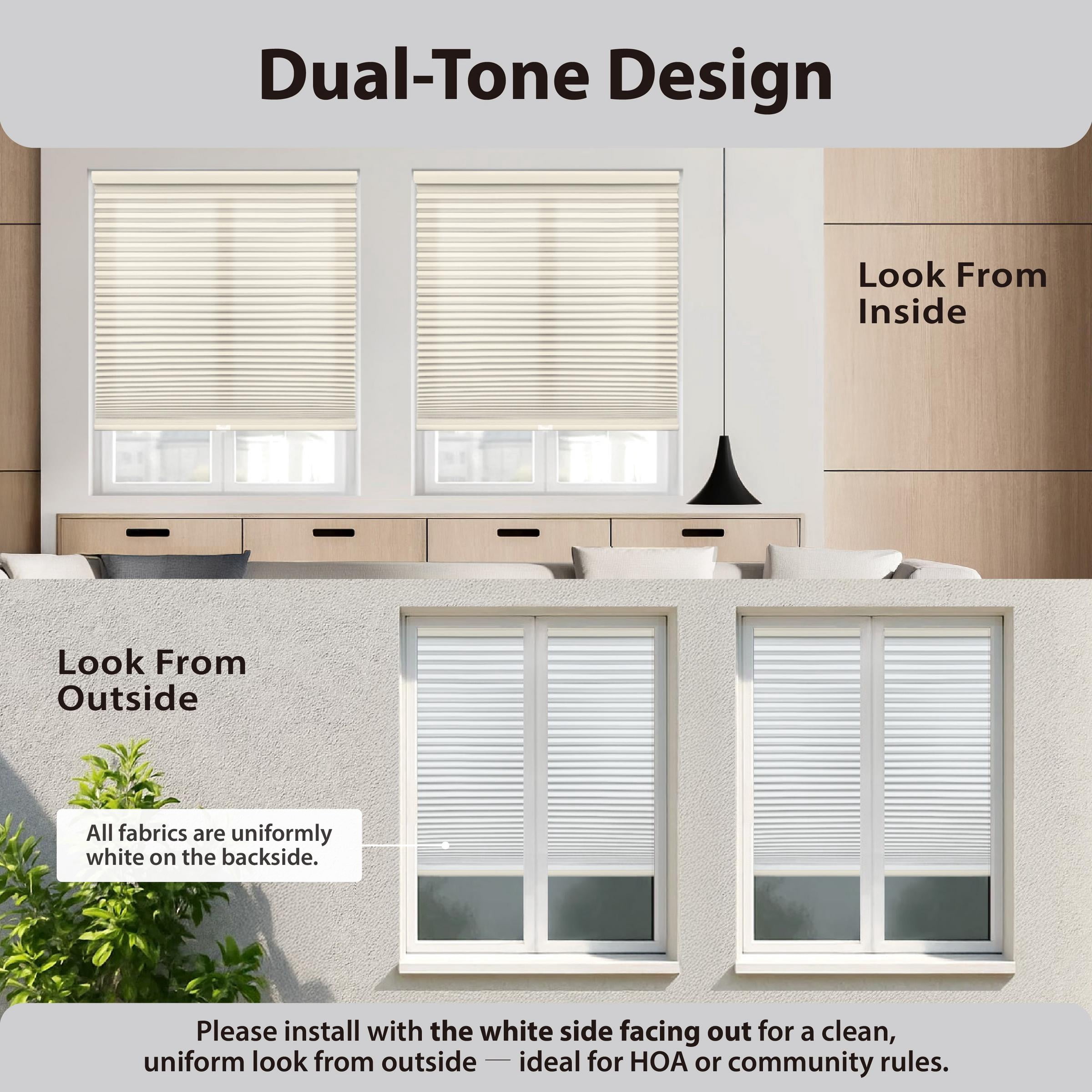 Regal Living Light Filtering Cordless Cellular Shade, Ivory - 33.5" W x 84" L