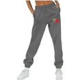 thumbnail image 2 of successthop Gym Sweatpants Women Fleece Drawstring Sportpants ELastic Heart Printed Joggers Low Rise Trousers, 2 of 5