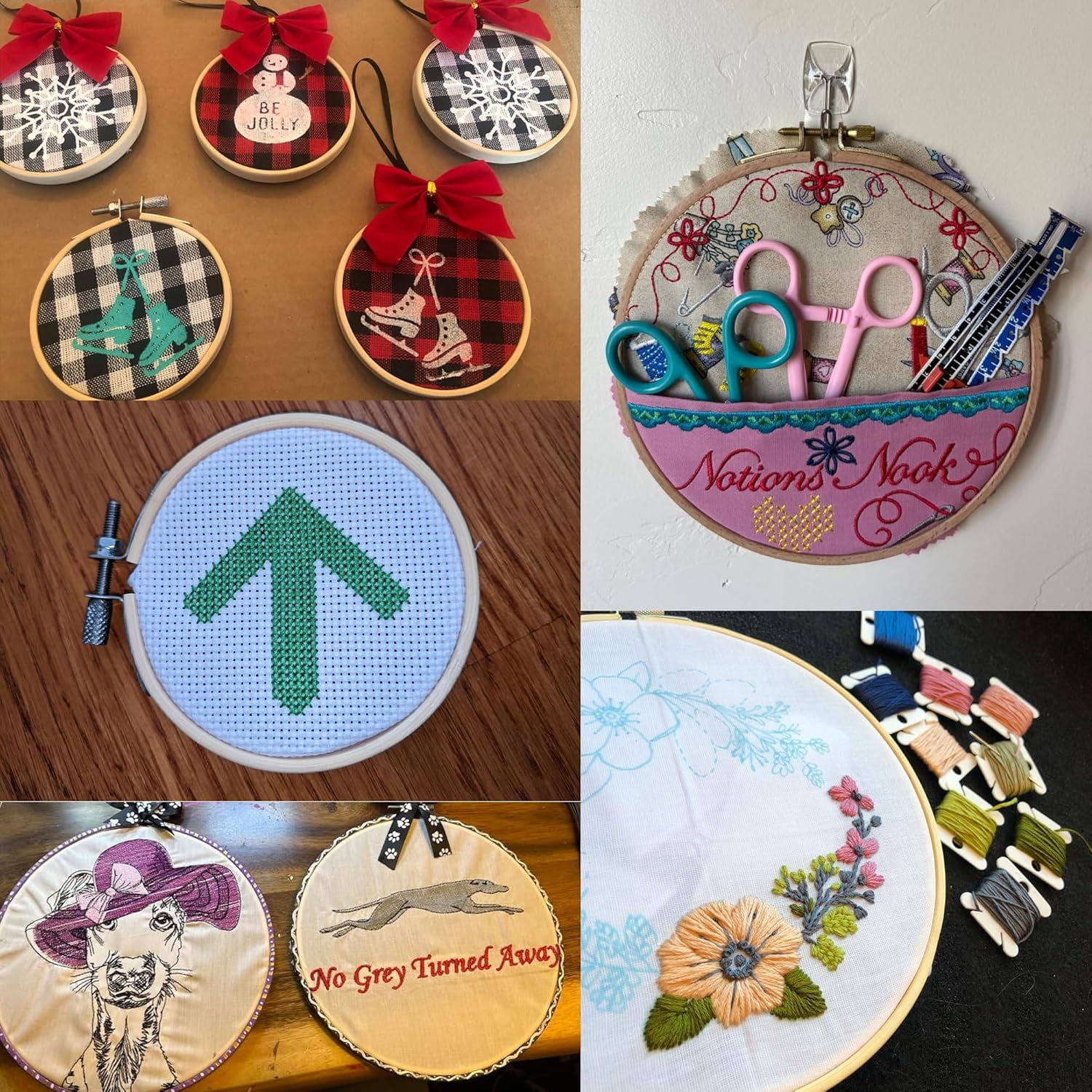 Wooden Embroidery Hoops : Cross Stitch Hoop 6 PCS,Embroidery Hoop Frame for Crafting, Cross-Stitch and Fabric Painting,Mini Embroidery Hoops (12in/30cm)