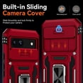 thumbnail image 3 of Tianle for Google Pixel 8A Case with Slide Camera Cover+Screen Protector(1 Pack), 360° Rotated Ring Kickstand Military Grade Shockproof Heavy Duty Protective Cover, Red, 3 of 7