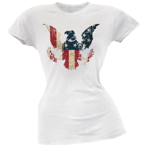 T-Shirt Doux Blanc pour Juniors avec Drapeau Aigle Usé