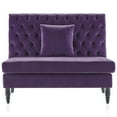 thumbnail image 2 of BELLEZE Modern Button Tufted Settee Bedroom Bench Loveseat Sofa Living Room Velvet, Purple, 2 of 7