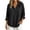 Black-TOPS, variant on Hooded Henley Shirt for Women Cotton Linen Textured 3/4 Sleeve Pocket Loose Casual Blouse Red S
