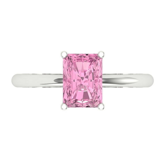 Solitaire Engagement Ring for Women - 1.75ct Simulated Pink Diamond in 18K White Gold Promise Ring