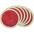 thumbnail image 1 of Manteles individuales redondos trenzados de 15.0 in para mesas de comedor, manteles individuales tejidos resistentes al calor, juego de 6 (rojo sandía), 1 of 5