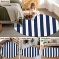 thumbnail image 6 of Navy Blue Striped Large Area Rugs for Bedroom Living Room, Soft Non Slip Carpet Bedside Rug, Modern Farmhouse Blue White Stripes Round Floor Cover Kitchen Accent Rug 6' for Dining Room/Office, 6 of 9