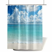 Shower Curtains for Bathroom-60"x72",Summer Seaside Beach Blue Sky Sea Water Waterproof Bath Curtain Grommet Shower Curtain Set with Hooks,Coastal Ocean Scenery Washable Bath Accessories
