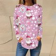 thumbnail image 2 of GERsome Christmas Shirts for Women Long Sleeve Tops Round Neck Dress Shirts Cute Santa Claus Printed Pink Pullover Top to Wear with Leggings, 2 of 5