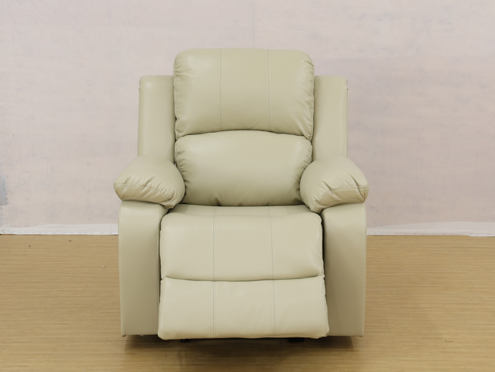 Gewnee Beige Manual Recliner Chair – Air Leather Single Sofa with Plush Comfort, Perfect for Living Rooms