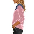 thumbnail image 7 of Xdegoge Button Down Shirt for Women Collared Neck Long Sleeve Casual Loose Fit Contrast Denim Patchwork Yoke Velvet Fabric Soft Warm Comfortable Work Office Fall Winter Tops, 7 of 7